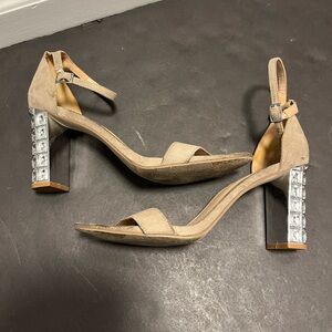 Steve Madden Girl Bangin Jewel Crystal Bock Heel Sandal Womens Size 8 1/2